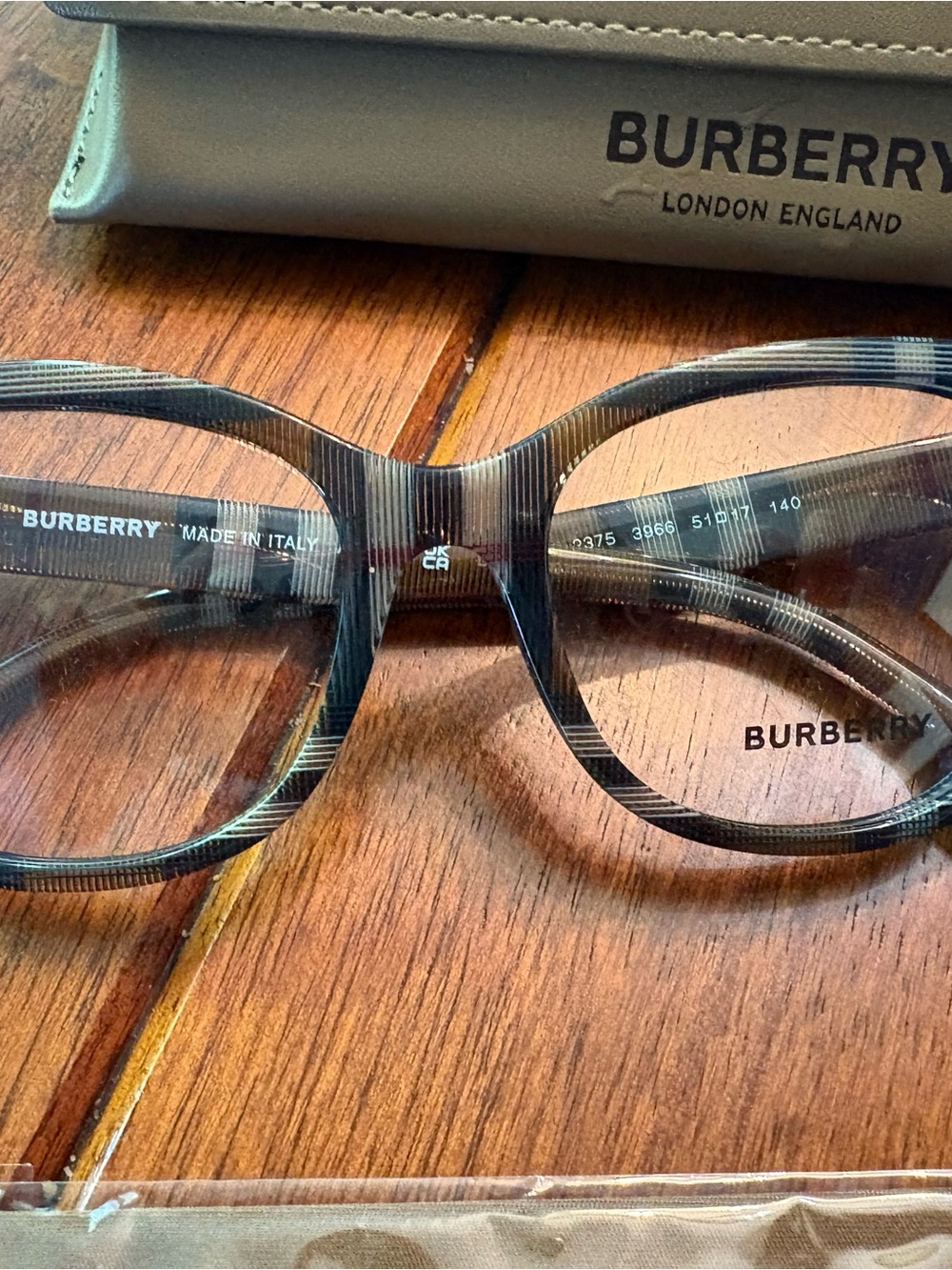 Burberry Women’s Plaid Optical Glasses with Case - Brown - Picture 2 of 4